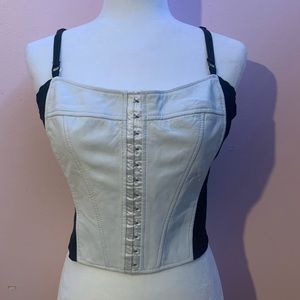 Maxima Vintage Black & White Leather Hook Up Top